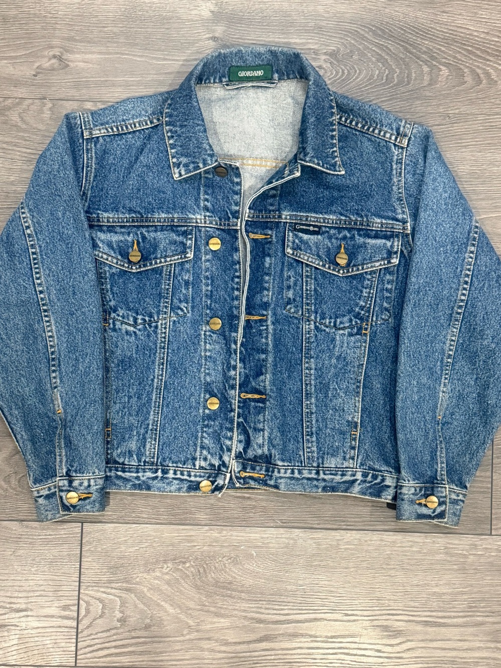 Vintage Giordano Blues Denim Jacket XS Classic Blue Jean Trucker 90s Unisex